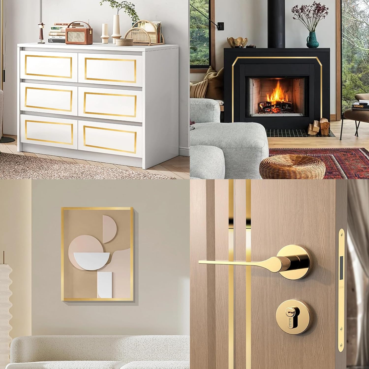 Gold Metalized Mirror-Like Finish Molding Trim Peel and Stick Strip for Frame