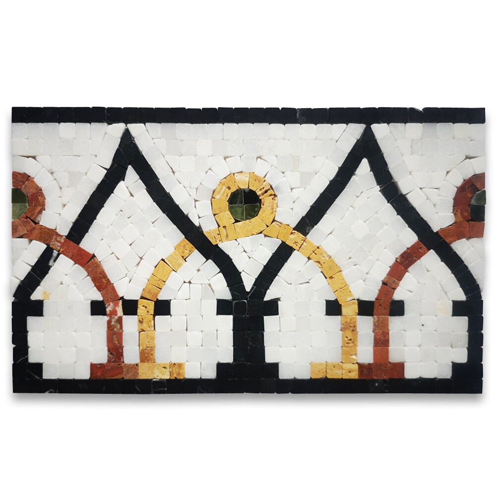 B0105P Charm Multi-color 7.1×11.8 Marble Mosaic Border Listello Tile Polished