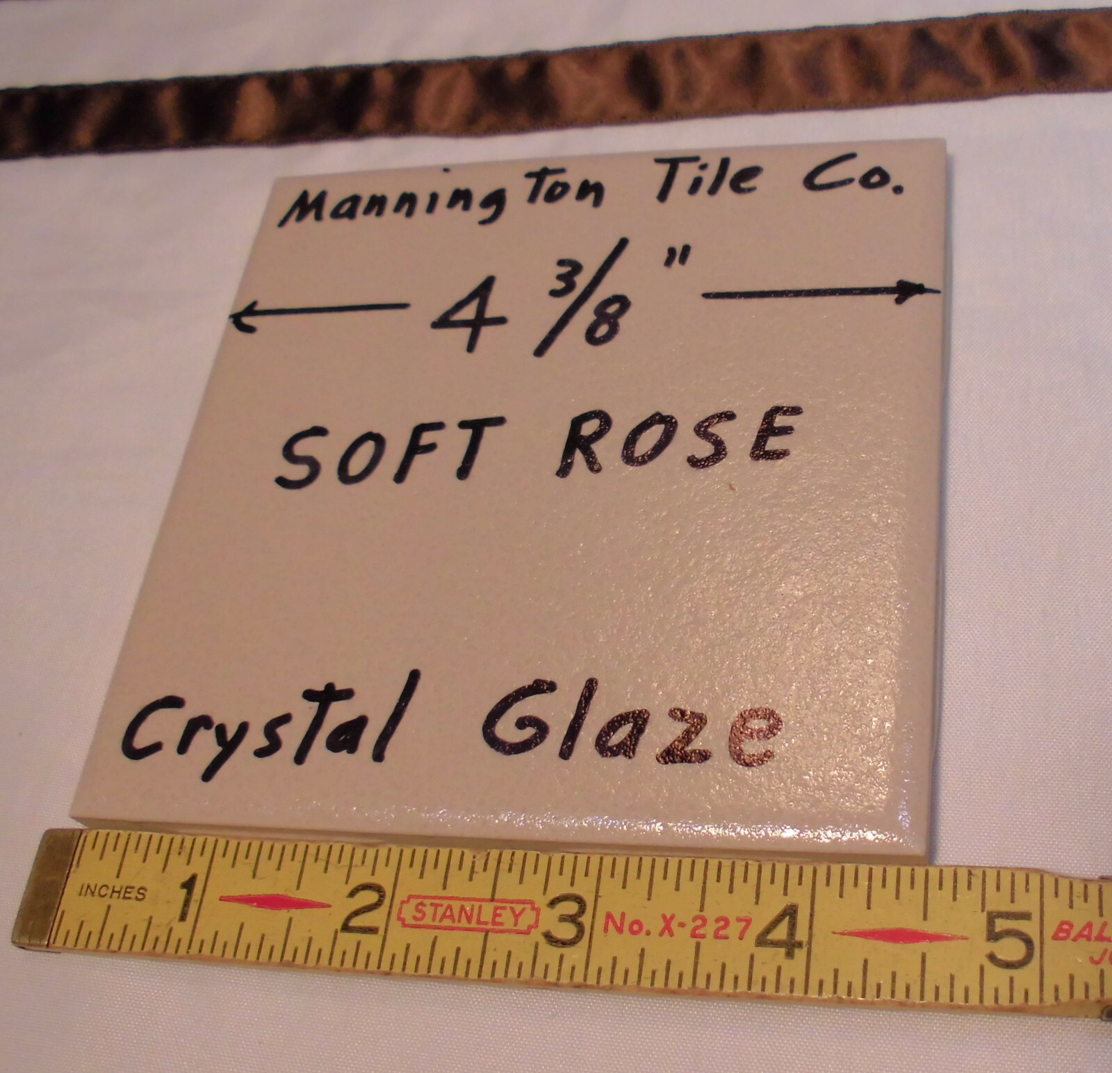 1 pc. Light-Rose-Pink: 4-3/8″ Ceramic Tile by Mannington, Matte/Crystall Glazed