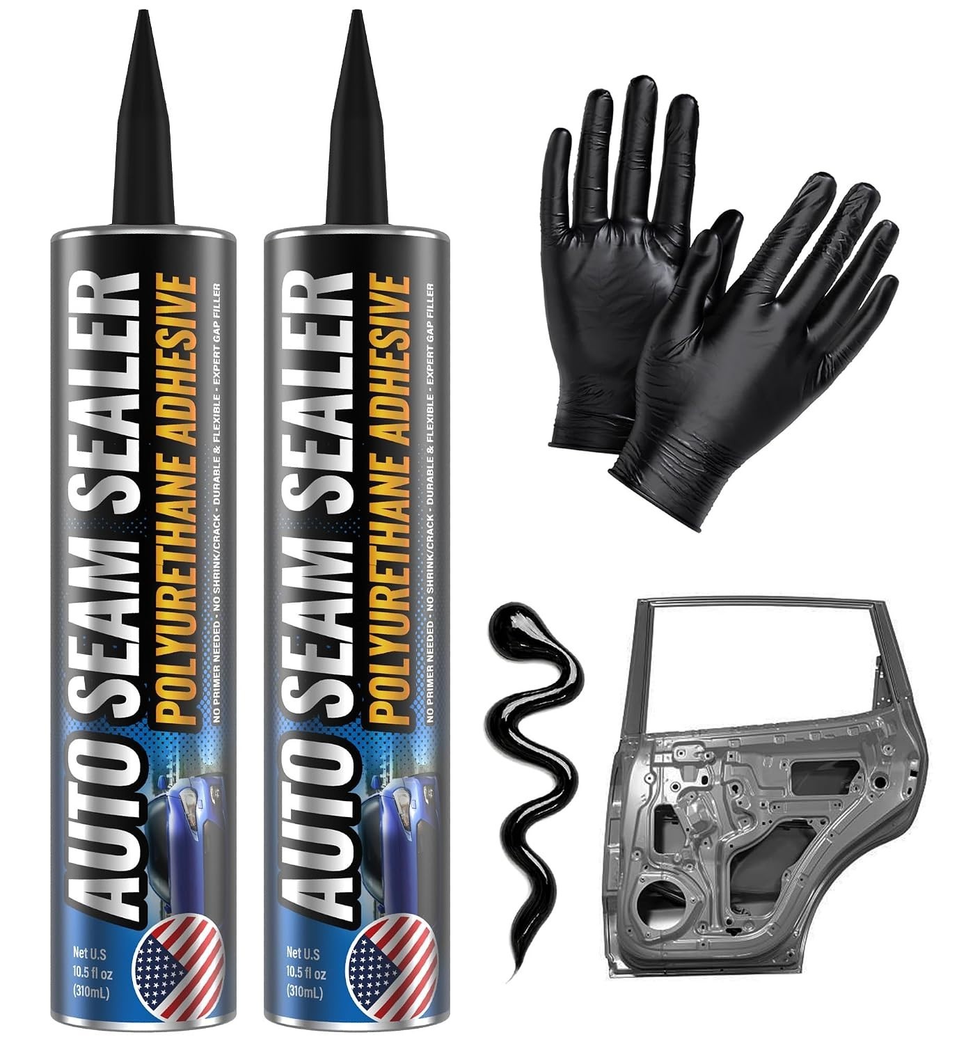 Black] 2 Pack Professional Automotive Seam Sealer, Paintable Quick-Set Polyur…