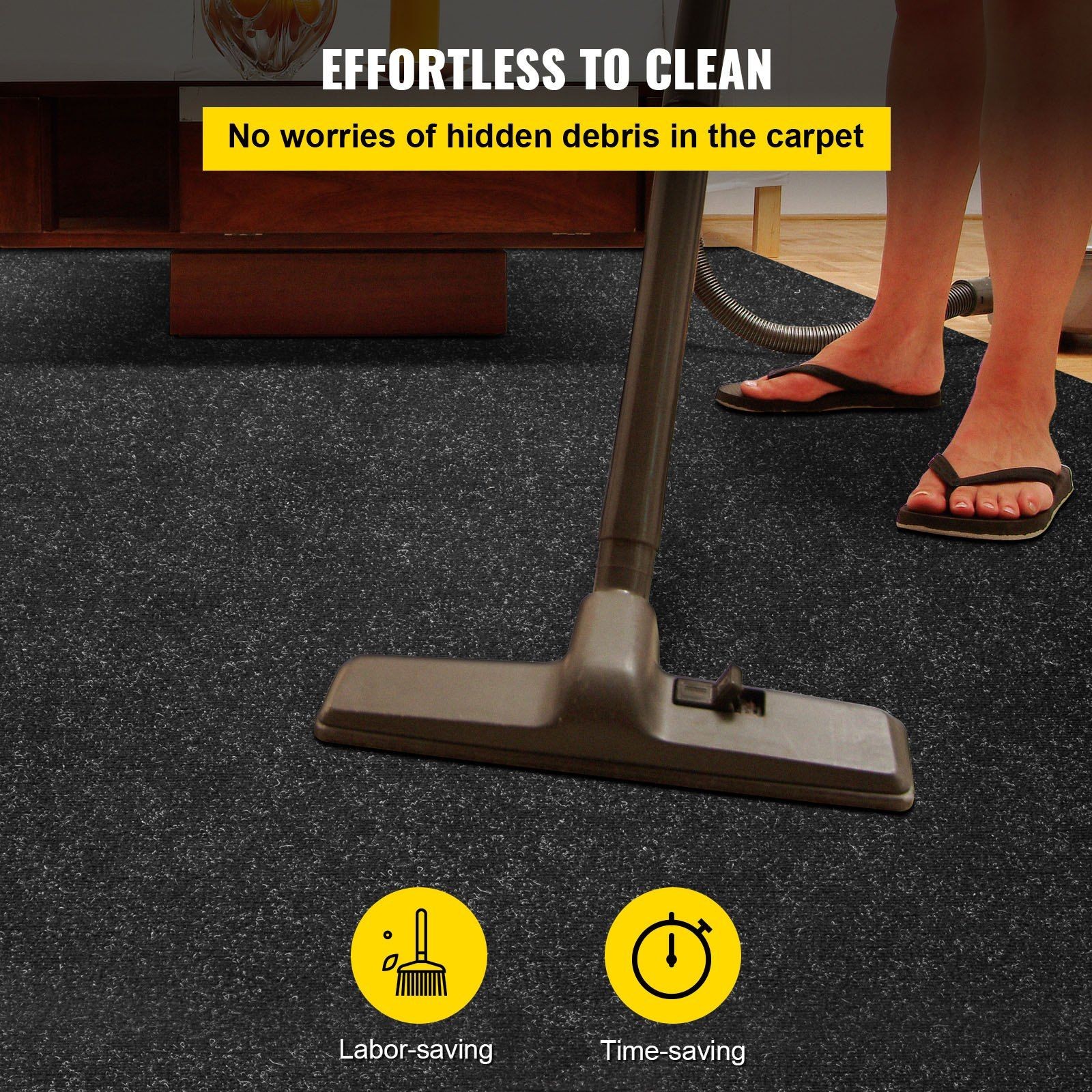 Charcoal Black Waterproof Marine Carpet Roll, 5.9x30ft, 4.6mm Thick