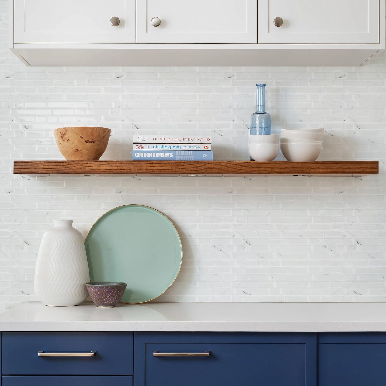 STICKGOO 10-Sheet White Marble Look Peel & Stick Backsplash, 12”X12” Stick on