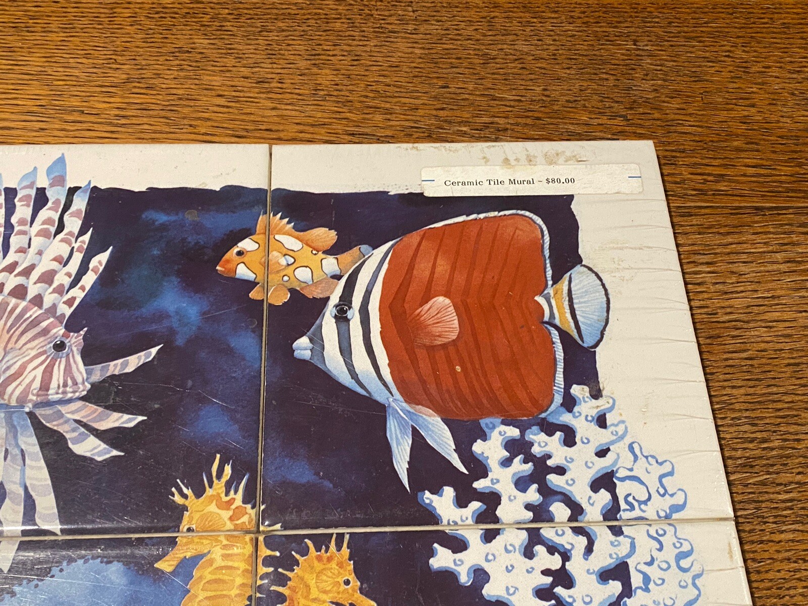 Ocean Sea Coral Reef Fish Scene Ceramic Tile Mural New Sealed Paul Brent 6” Tile
