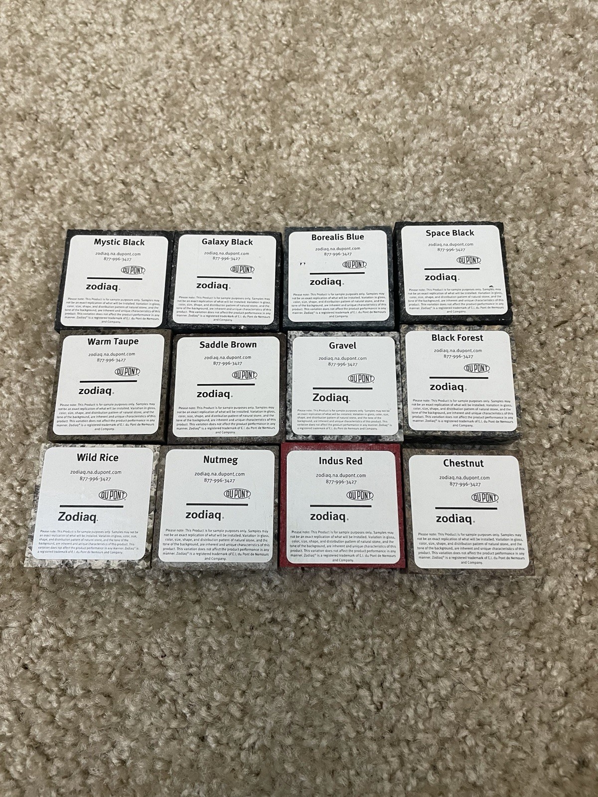 DuPont Zodiaq Quartz 12 Pc 2×2 Countertop Tile Sample Lot Quartz Swatches