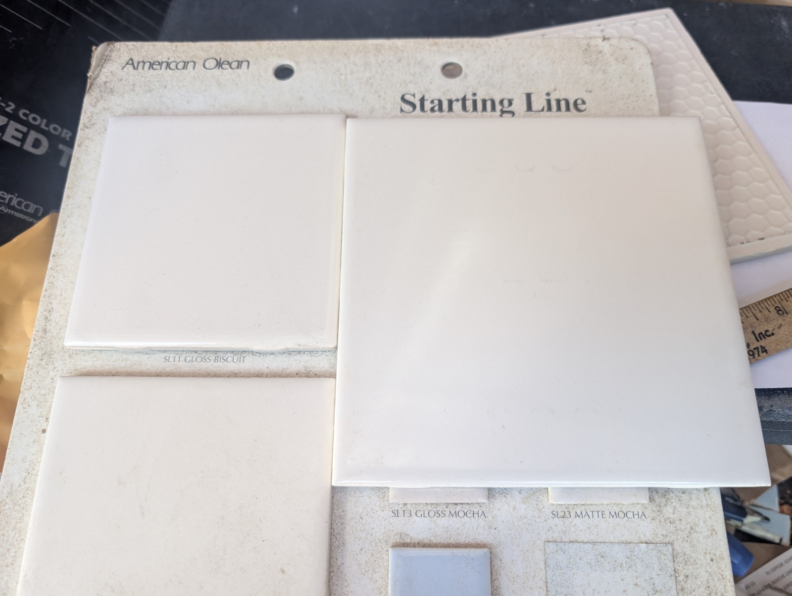 2 pcs American Olean Ceramic Wall Tile 6″ Gloss Biscuit #SL11 Square Bright USA