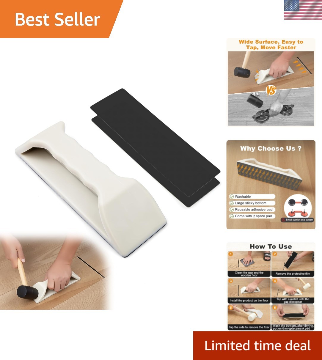 Floor Gap Fixer Tool, Heavy-Duty Plank Grabber Laminate Flooring Tools Wood F…