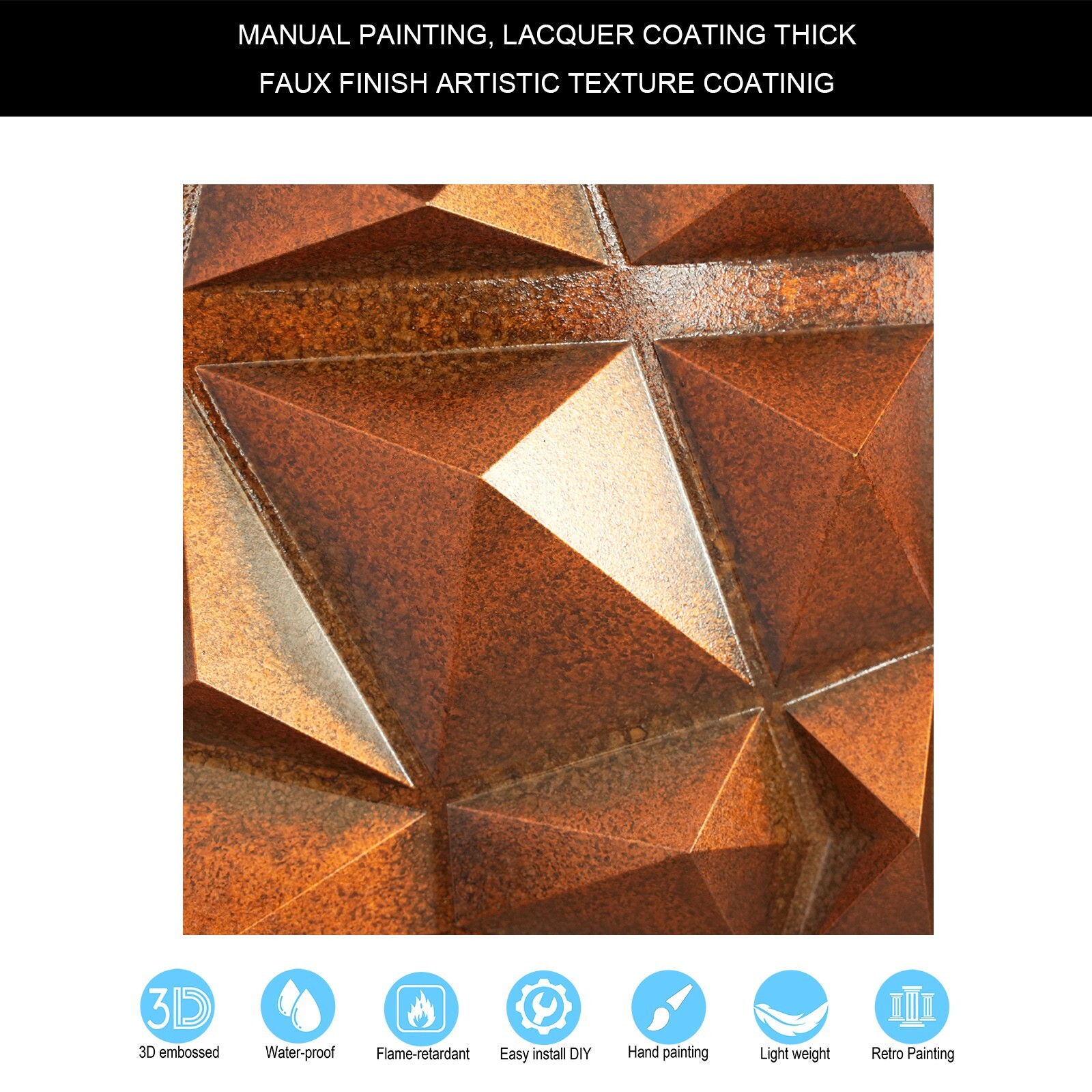 Artistic 3D Ceiling Tile Aged Artwork Panels Decor PLM101 Archaic copper 10pcs