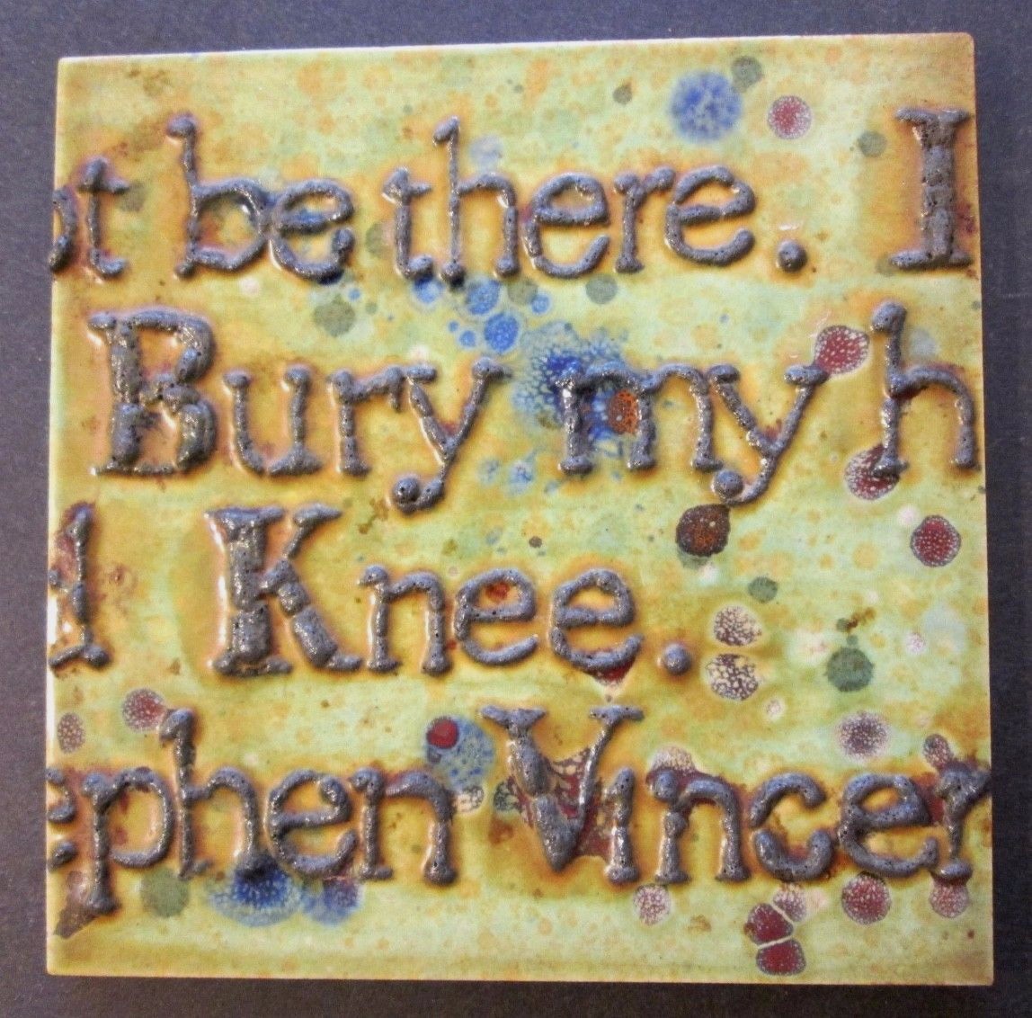 Ceramic Art Tile “BURY MY HEART AT WOUNDED KNEE” Folk Art ~ Hand Painted