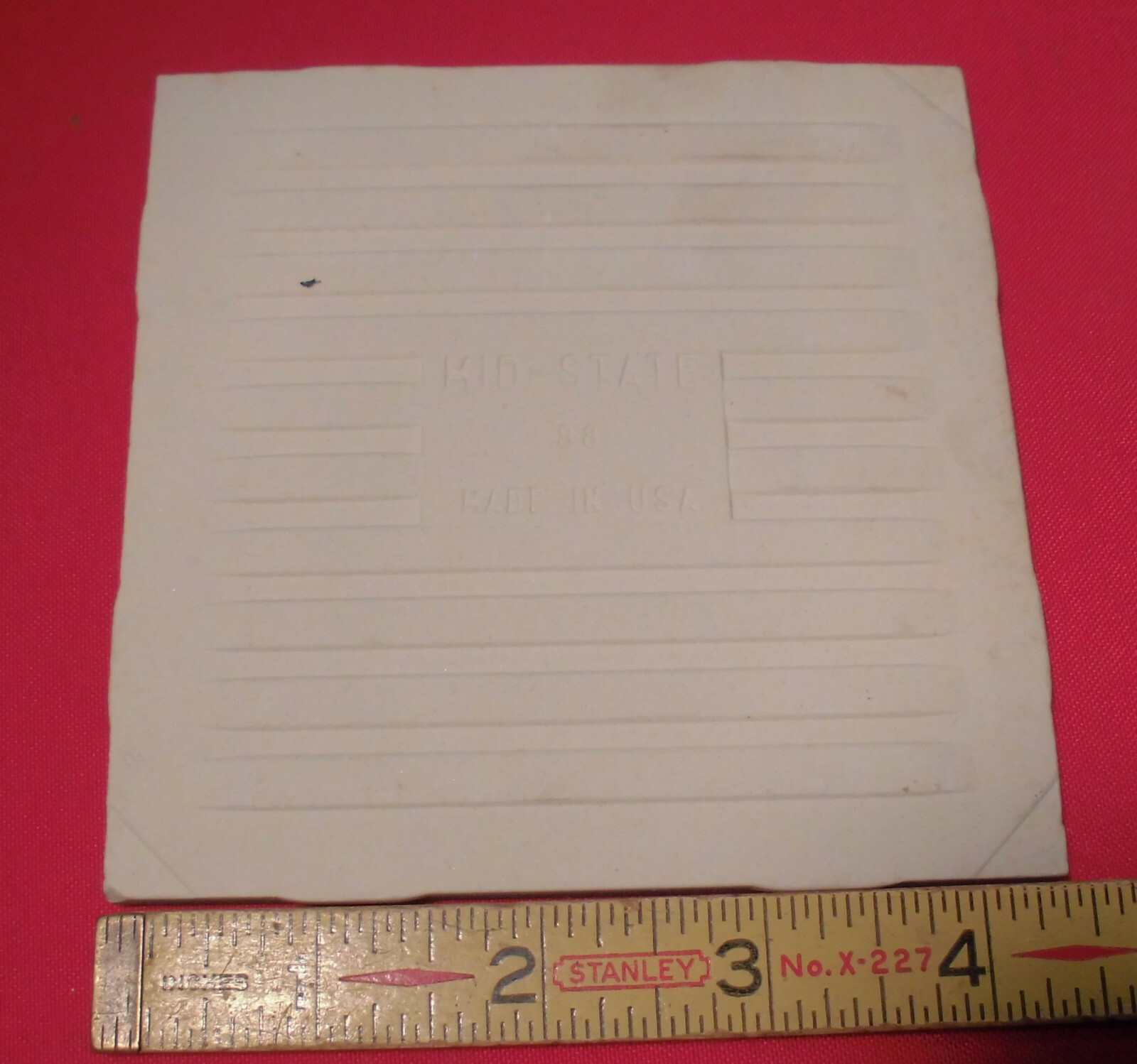 1 pc. Ceramic Tile *Bone-Almond* by Mid-State Co. 4-3/8″ (NOS) Textured Glaze