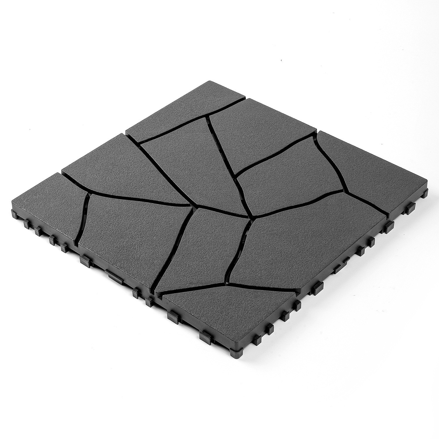 12″x12″ Gray Interlocking Deck Tiles 44PCS Plastic Waterproof Patio Tiles