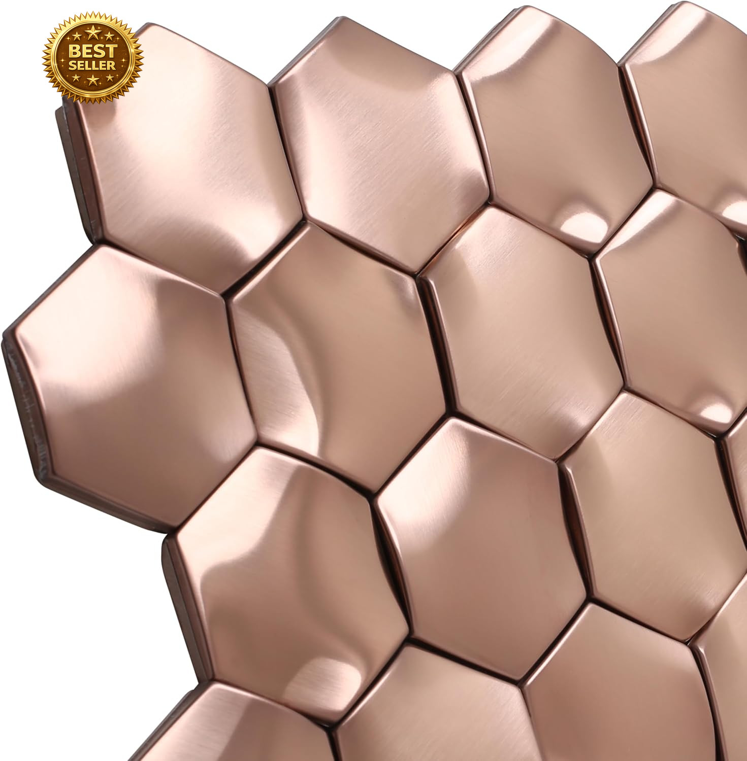 Hexagon 3D Wall Panels Bathroom Backsplash Tile Copper Metal Wall Mosaic Tiles