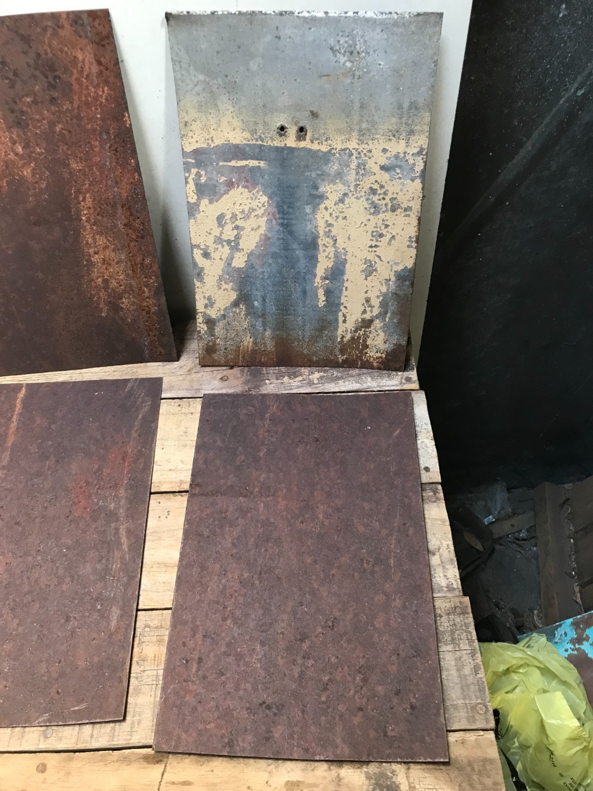 10 Rusty Galvanized Patina Sheet Metal 12″ x 7 1/2 – 8″ Wall Tile Art Garden (F)