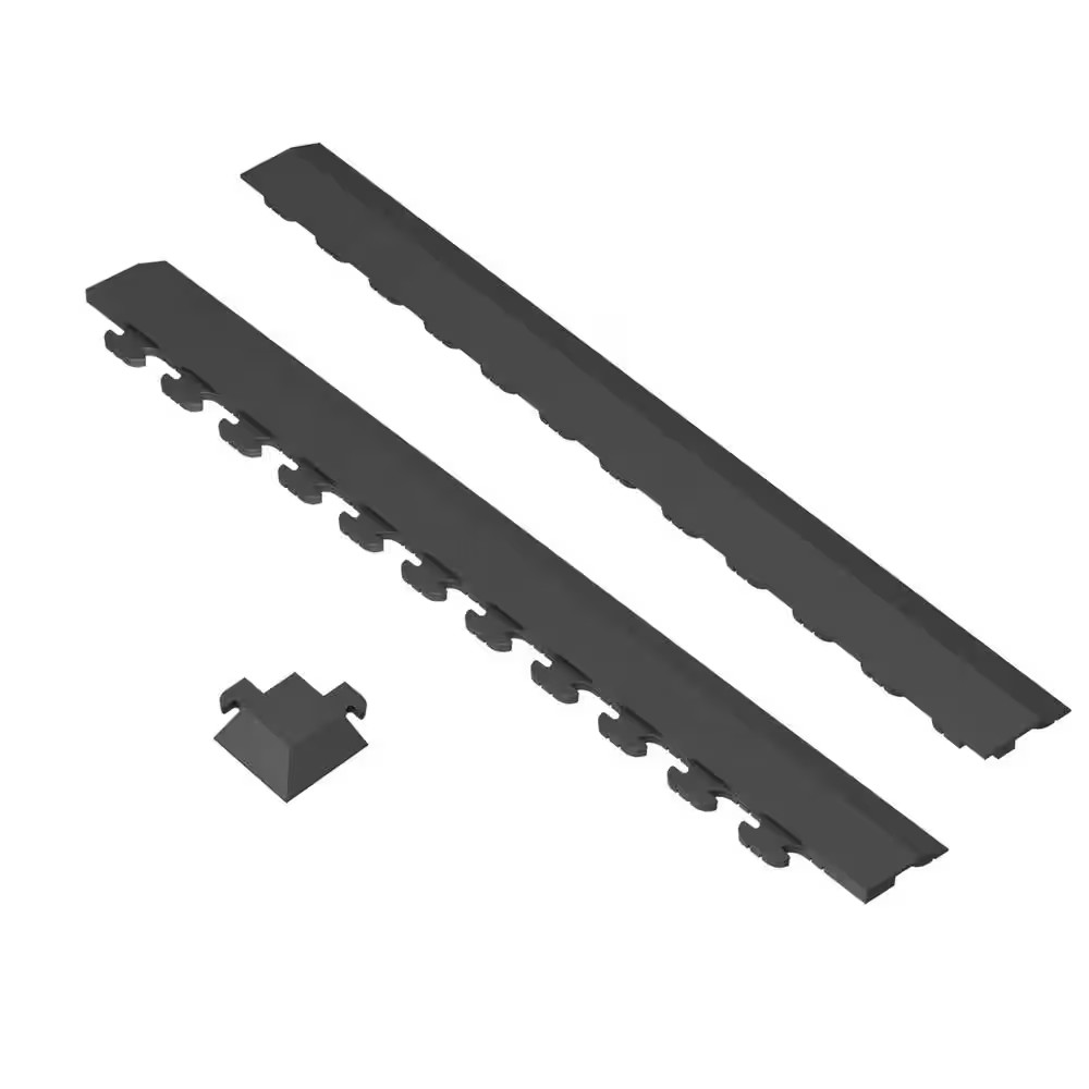Hidden Gray 18 In. W X 18 In. L PVC Joint Interlocking Tile Trim Flooring Kit