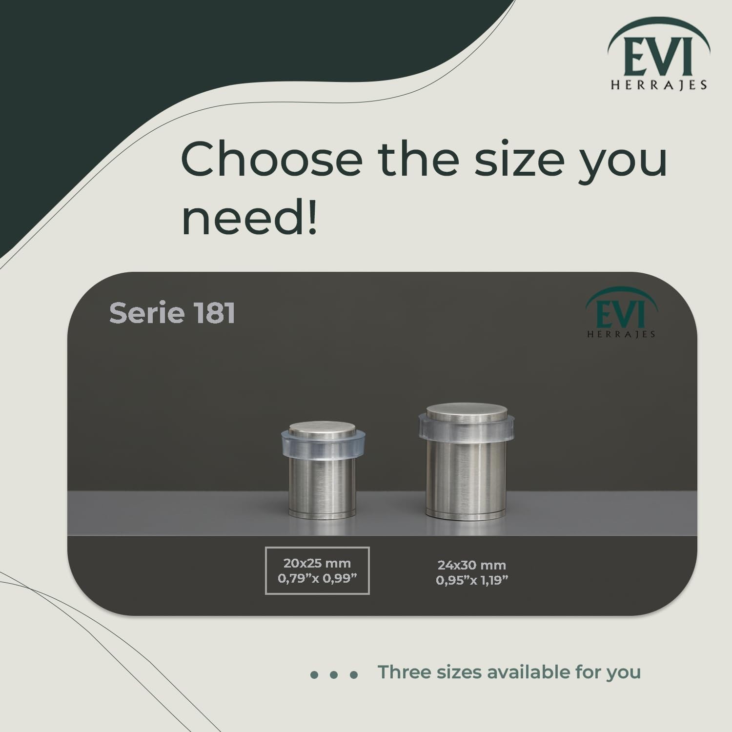 EVI | Pack 2 Doorstops | 20x25mm | Threaded Base | Transparent Rubber | Stain…