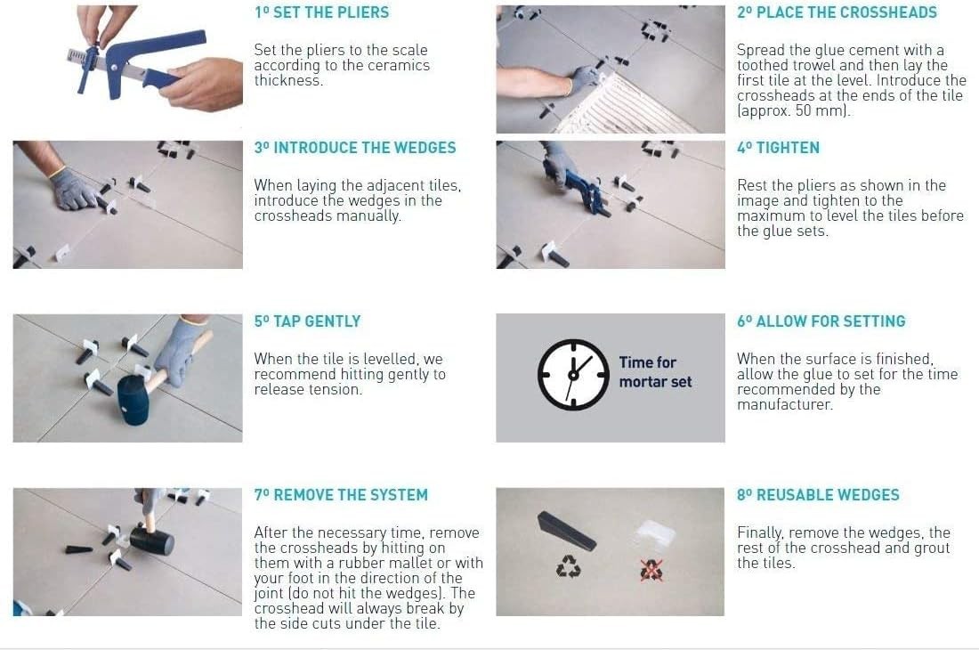 Peygran Leveling Tabs 16-30mm Tile Thickness 1mm Pack of 300