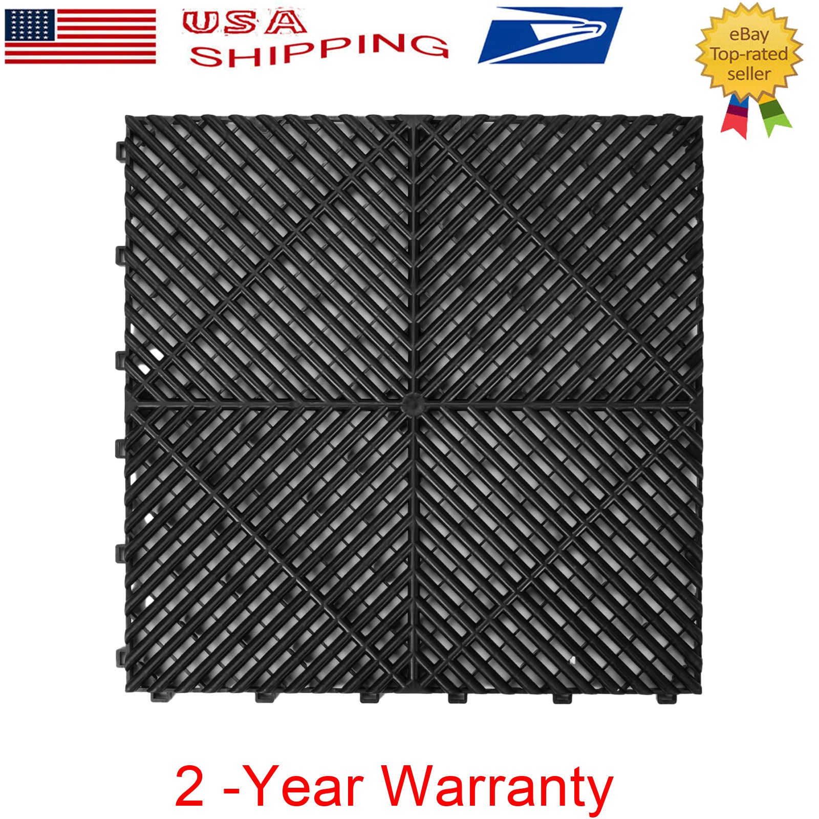 50Pcs Garage Floor Tiles Interlocking PVC 15.75”x15.75” Vented Water Drainage