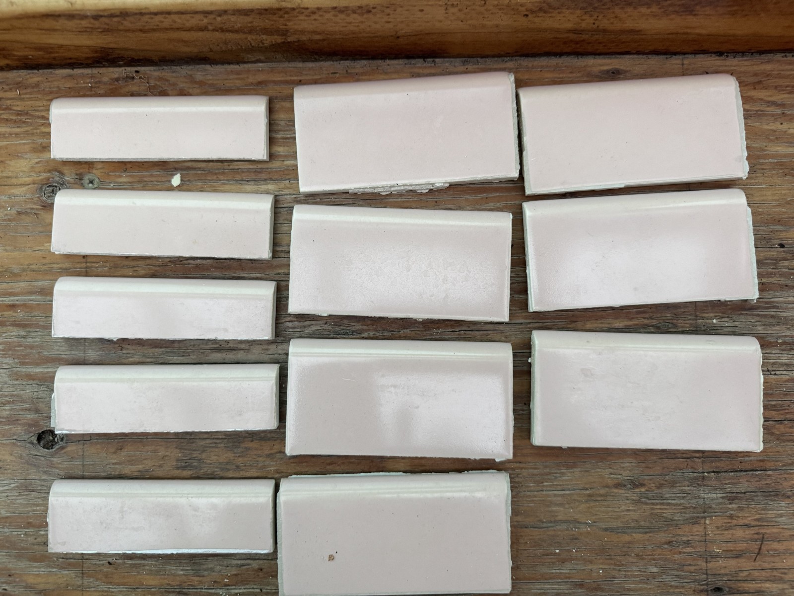 Vintage Mid Century Gladding McBean Pink & Burgundy ceramic tiles various sizes