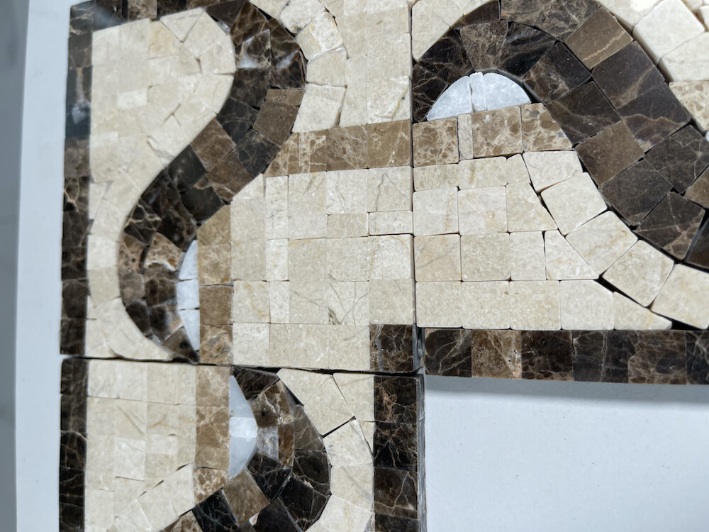 B0024P Marble Mosaic Border Listello Tile Melody Emperador 4×13.4 Polished
