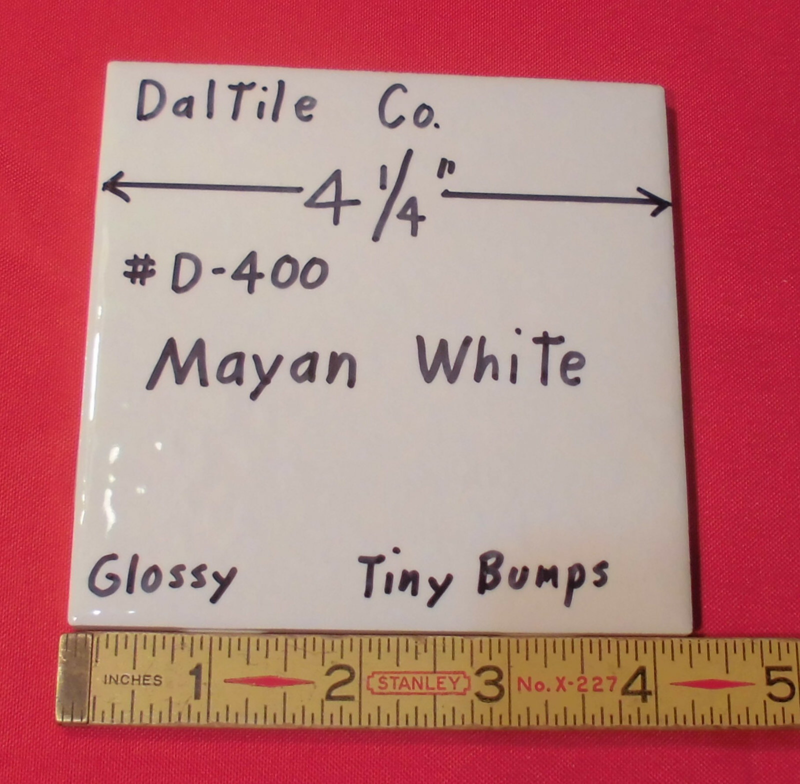 1 pc. Mayan White: Glossy Ceramic Tile by Daltile 4-1/4″ Tiny Bumpy, Dimple NEW