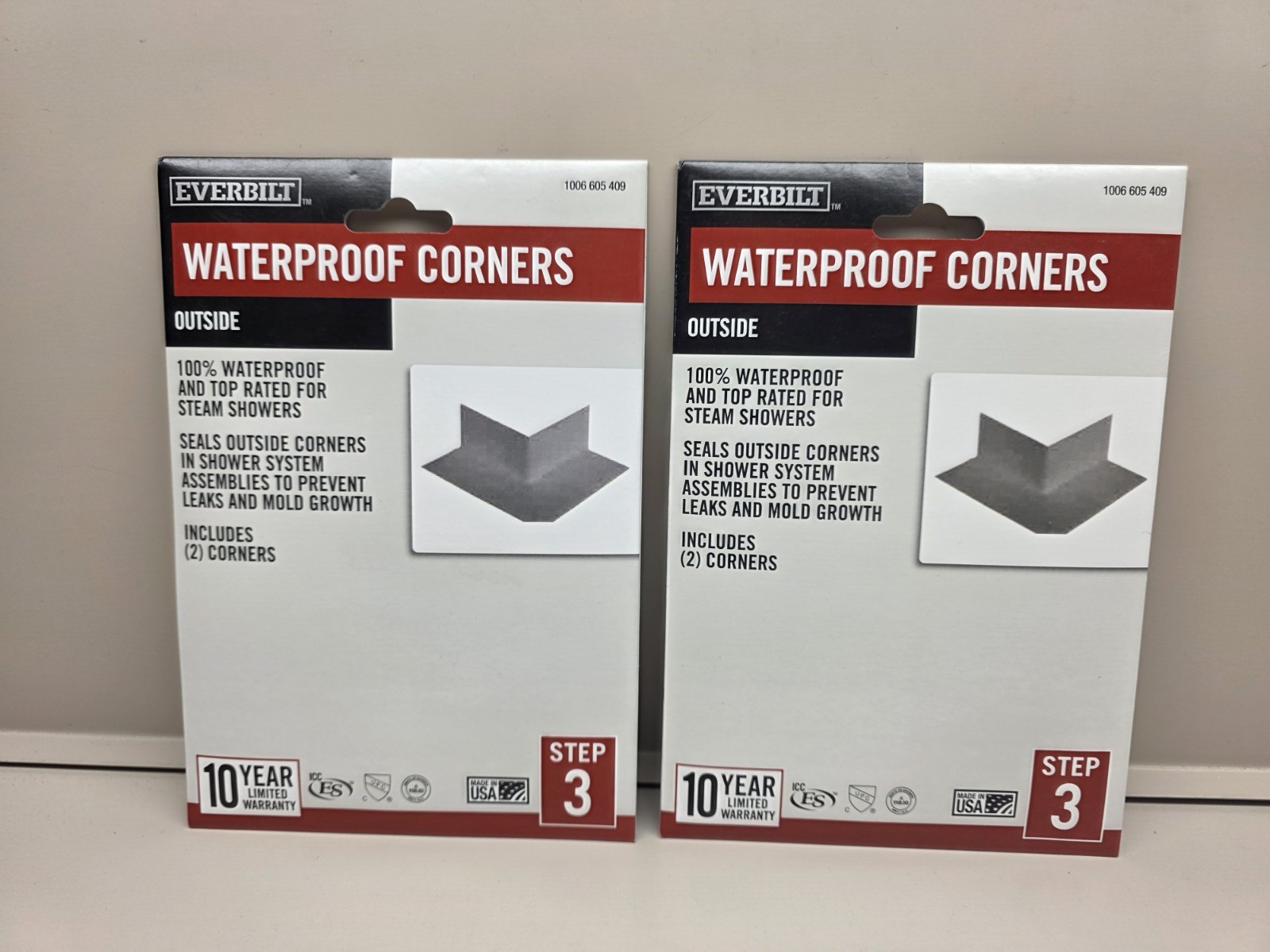 (2) NEW Watershield Shower System Pre-formed 90° Waterproof Outside Corners 2PK