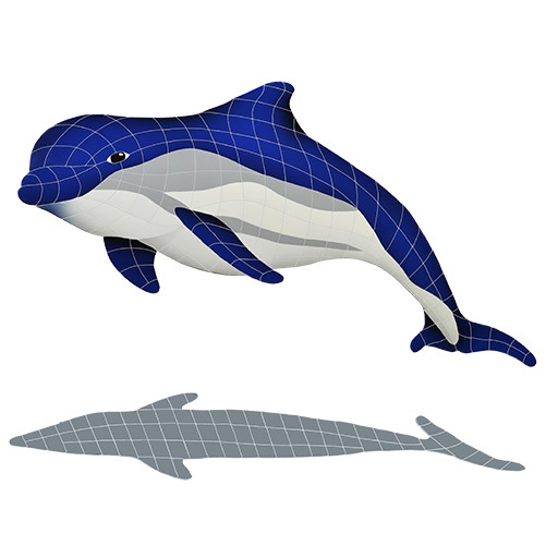 Mosaic Bottlenose Dolphins with Shadow for Swimming Pool or Wall – Large