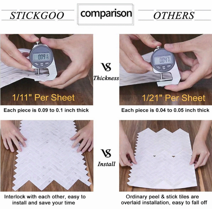 STICKGOO Arabesque Peel Stick Backsplash Tiles 12×12 10 Pack Multi