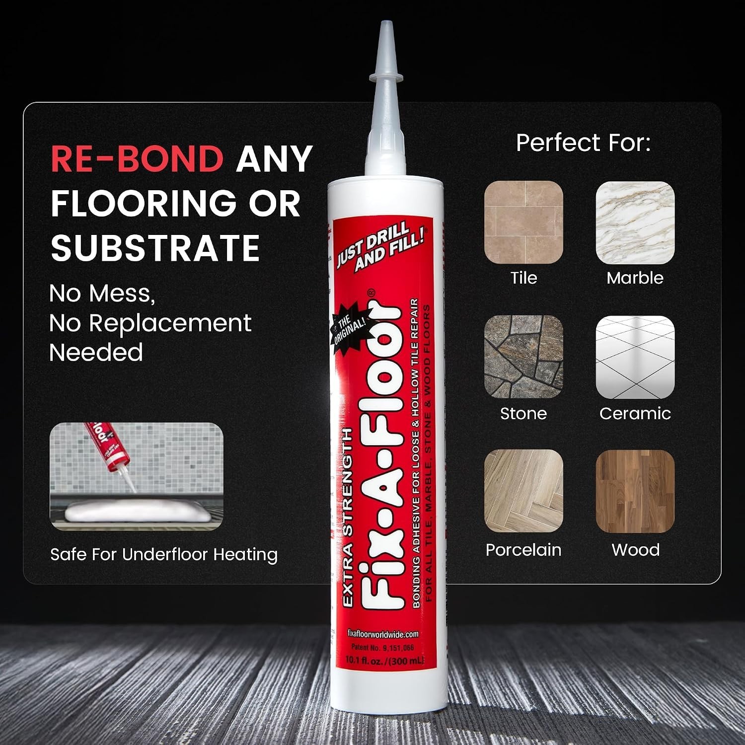 Universal Loose Tile Repair Glue for All Floors – 1 Gallon Jug, Self-Leveling