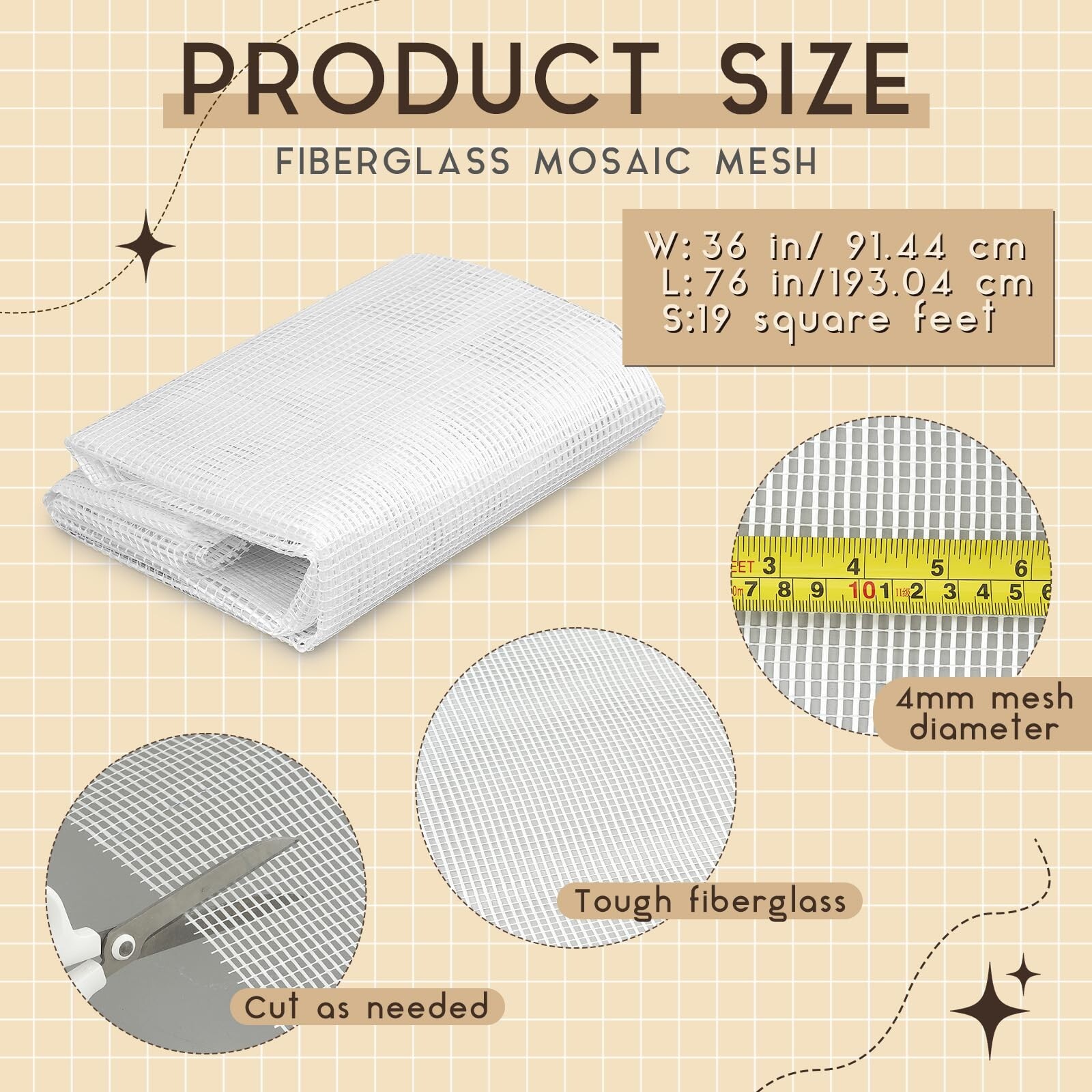 Mosaic Mesh for Back Mounted Tile Fiberglass Mosaic Mesh Backing Boast for Ti…