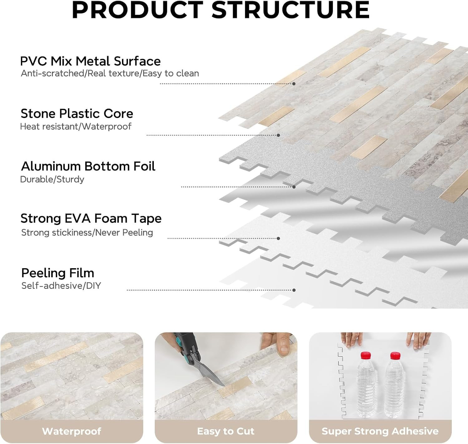 Peel and Stick Backsplash, PVC Wall Tiles Stick on Backsplash for Kitchen(1 Shee