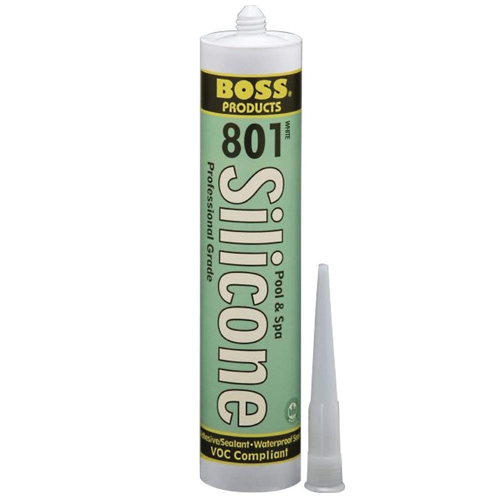 10.3 Ounce White Silicone Adhesive Sealant for Pool Spa Tile Bathroom Install…