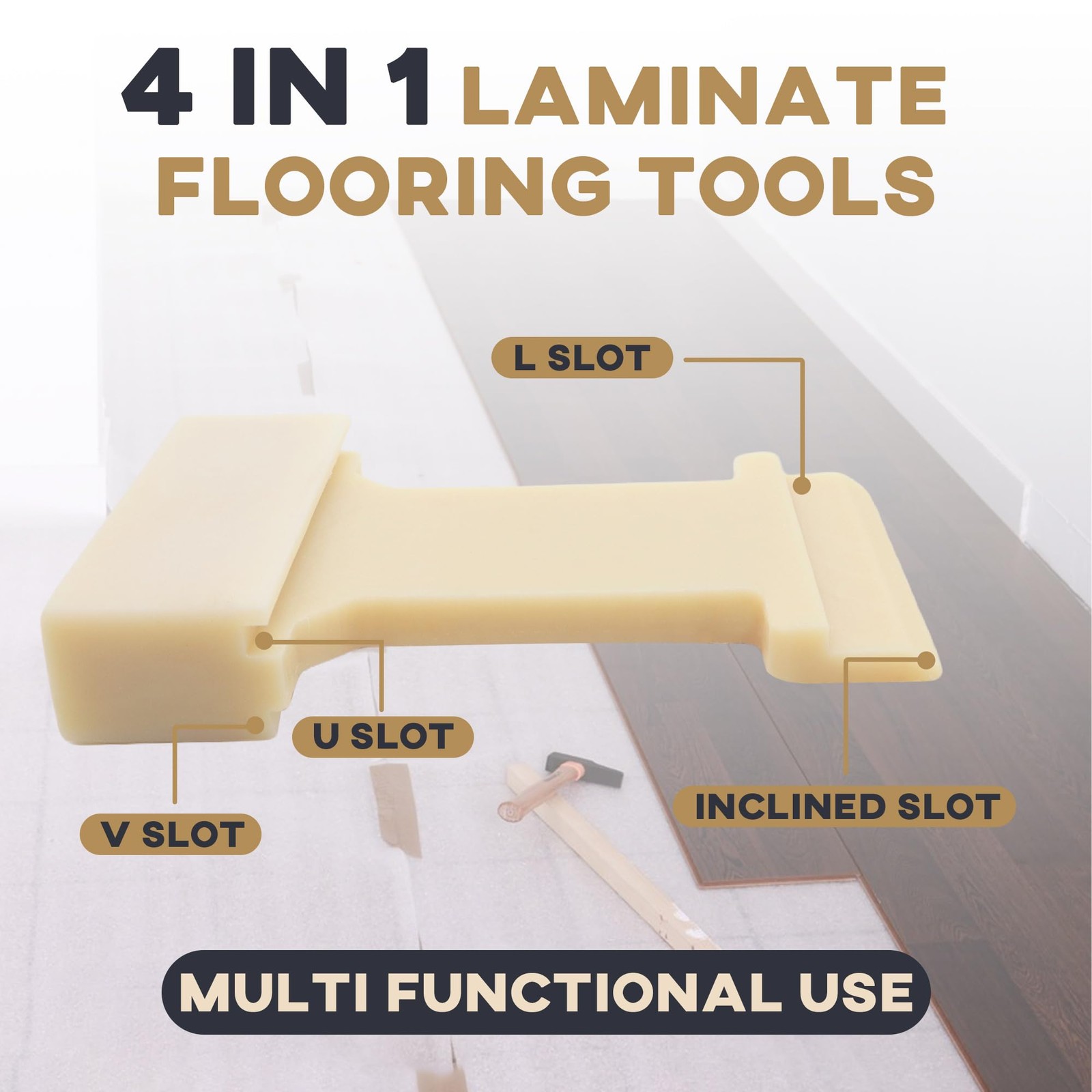 Terixe 4in1 Laminate Flooring Tools Nylon Tapping Block Kit for Laminate Pla…