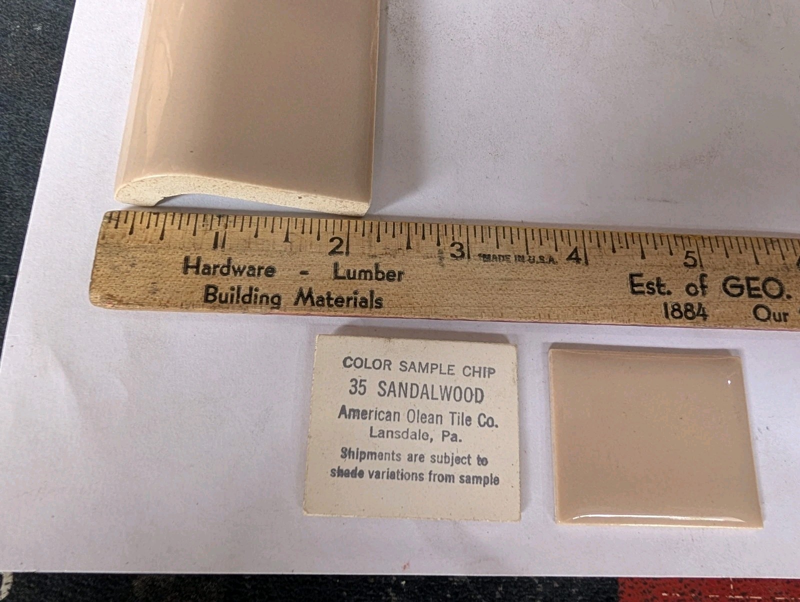 2 pcs American Olean Bullnose Mud Cap A4200 2″ X 6″ Sandalwood #35 Glossy NEW