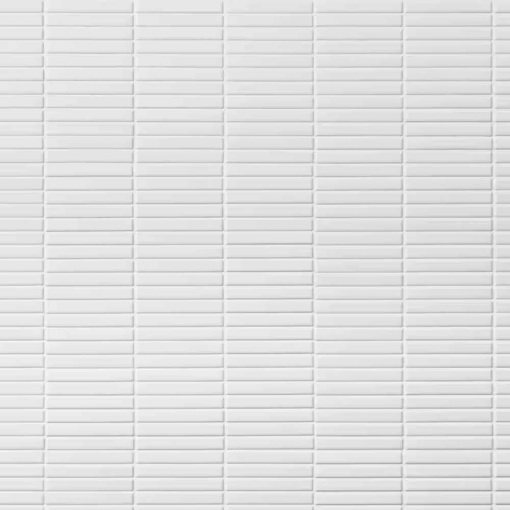 Motif Stacked White Matte 11.19 In. X 11.9 In. Porcelain Mosaic Floor and Wall T