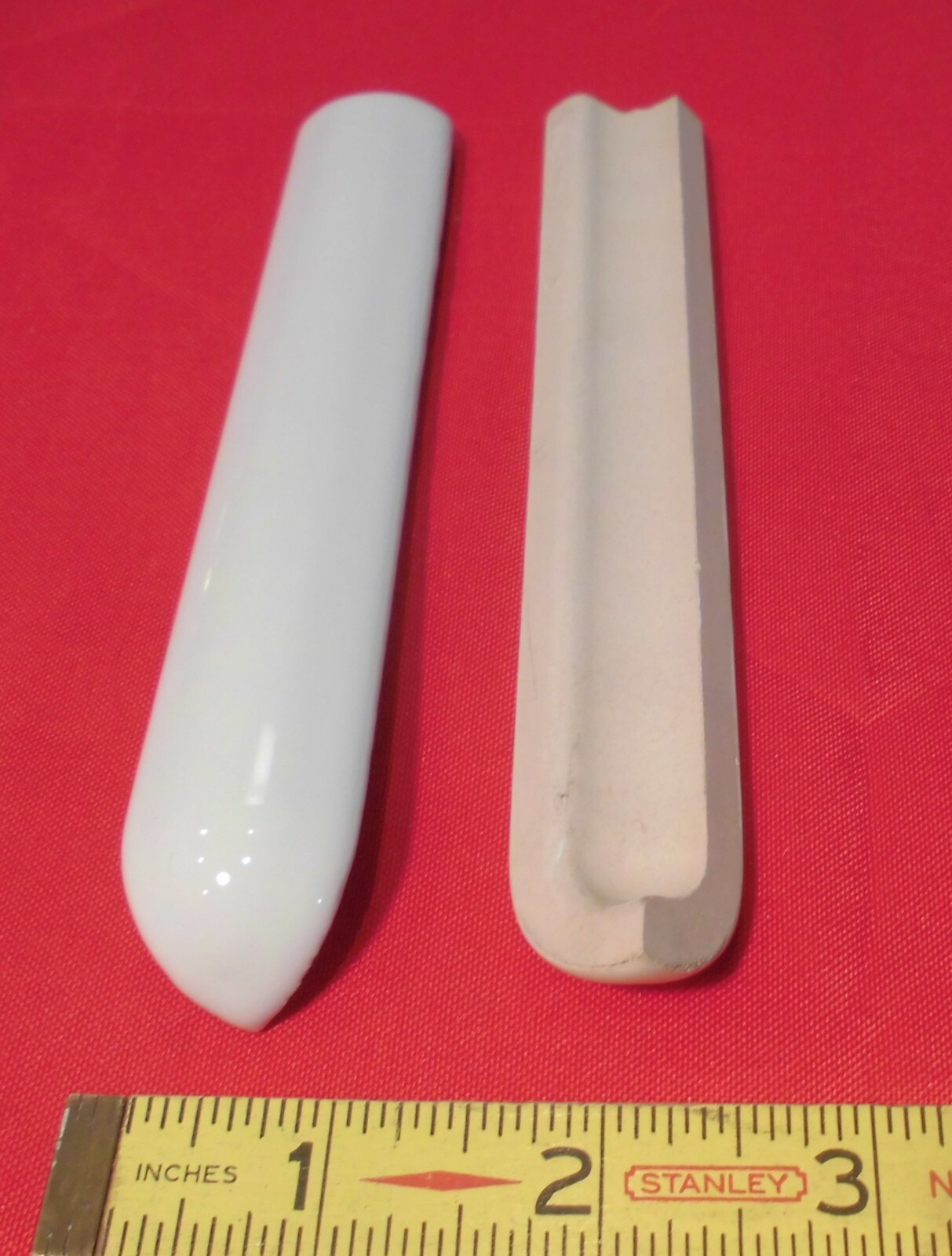 2 pcs. *Gloss White* Ceramic Quarter Round Tiles 1″ X 6″ Finished Corner Beak