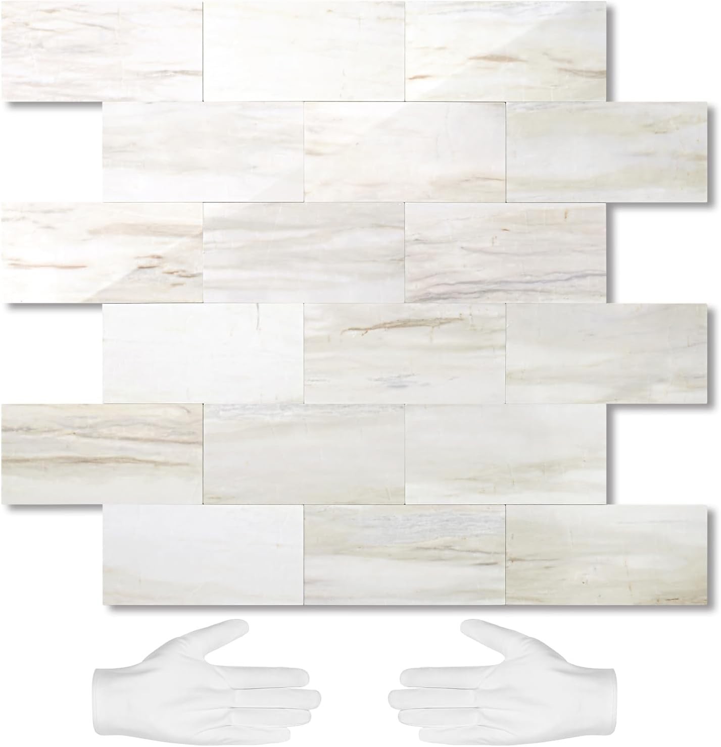 STICKGOO 10-Sheets Subway Tile Peel and Stick Backsplash – Polished Beige Marble