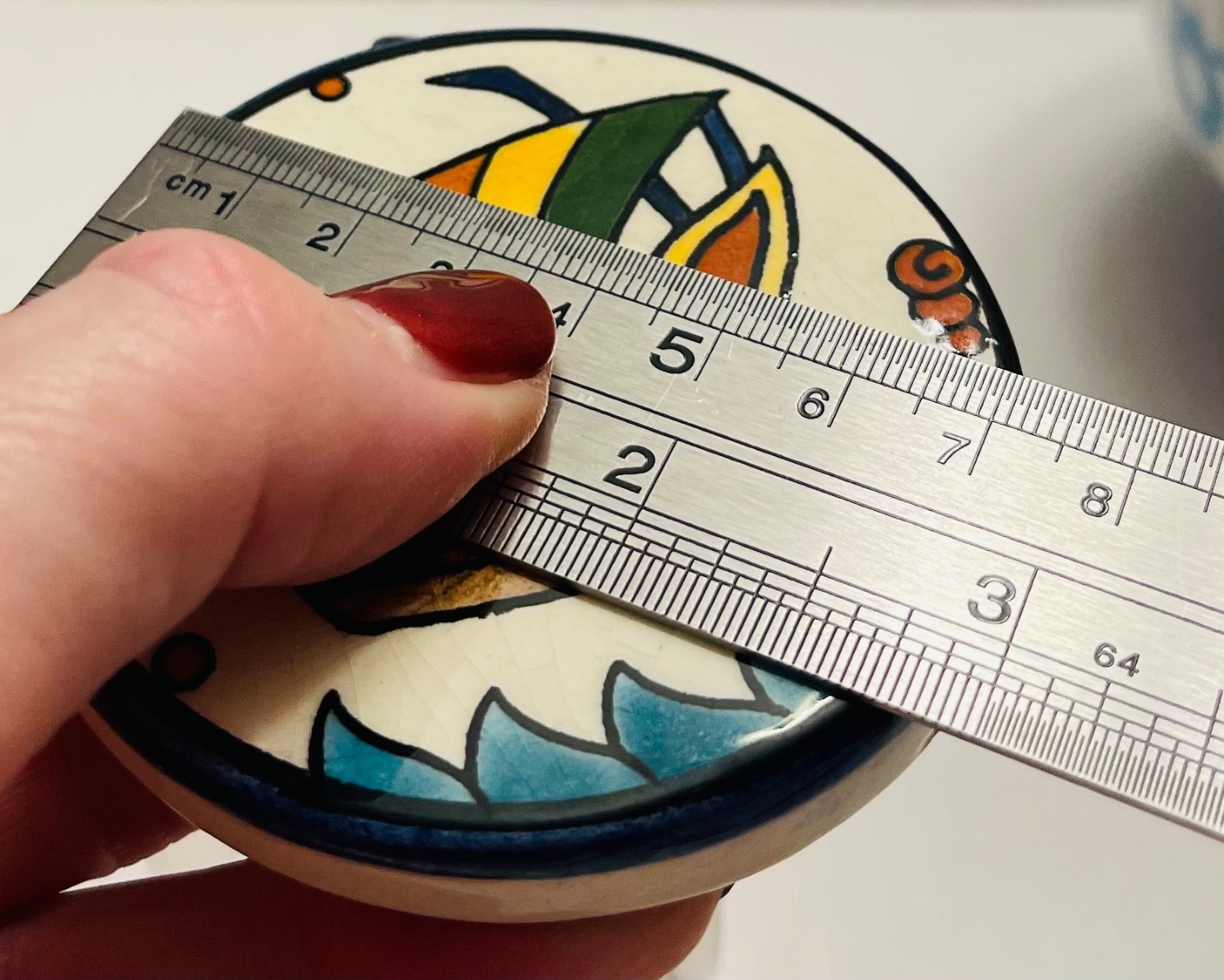 Miniature Vintage Hand Painted Jerusalem Ceramic Wall Plate – Greek Ship Design
