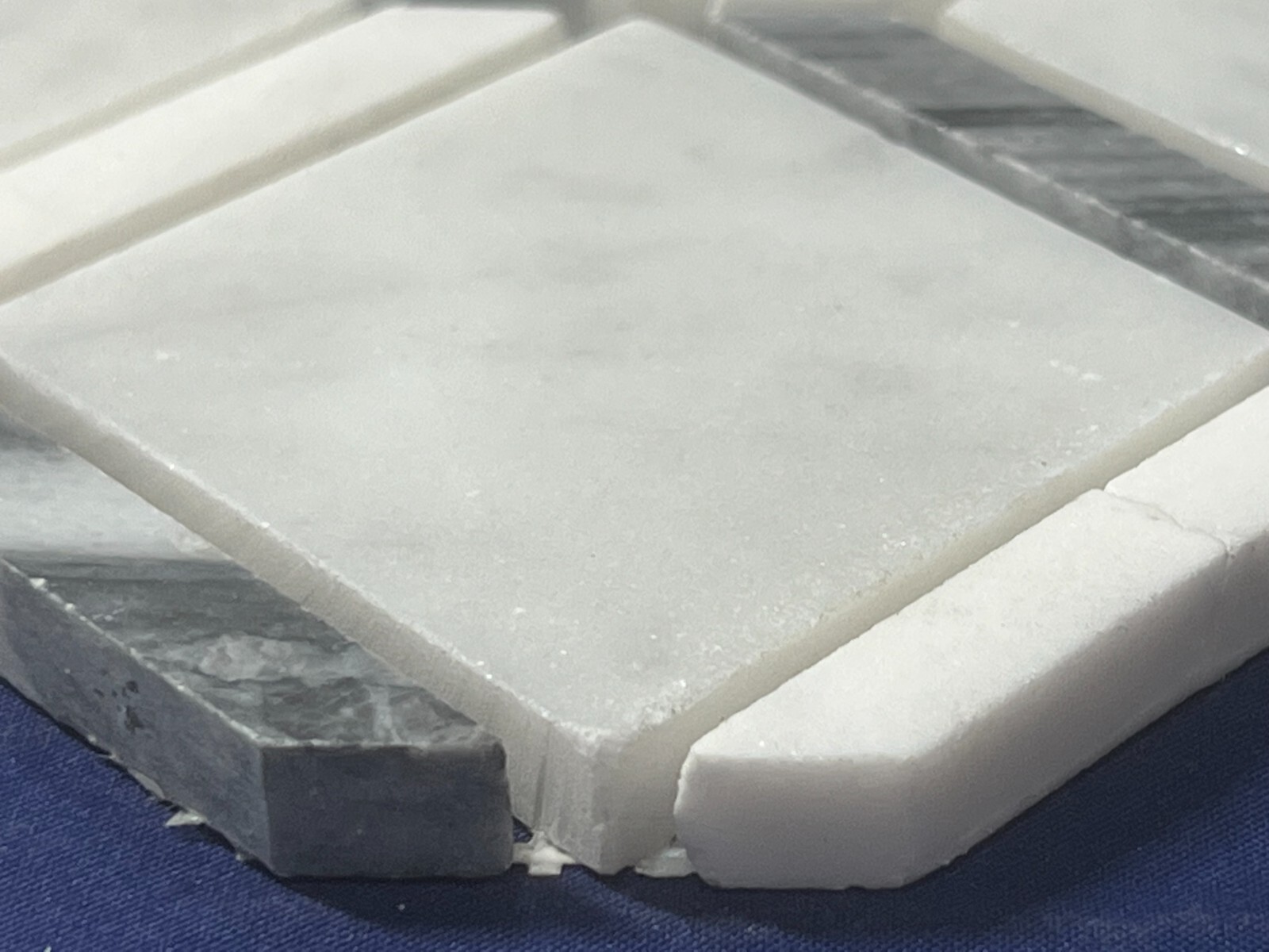 CA11 White/Grey Diamond/Chain Marble Mosaic Tile Kitchen Bathroom Polished 7 pcs