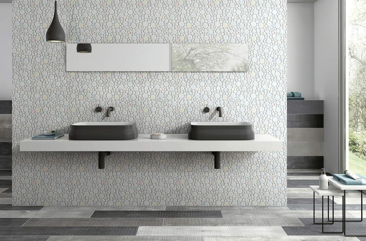 Bubble Glass Mosaic Tiles – 5 Sheets for Stunning Backsplash & Shower Decor