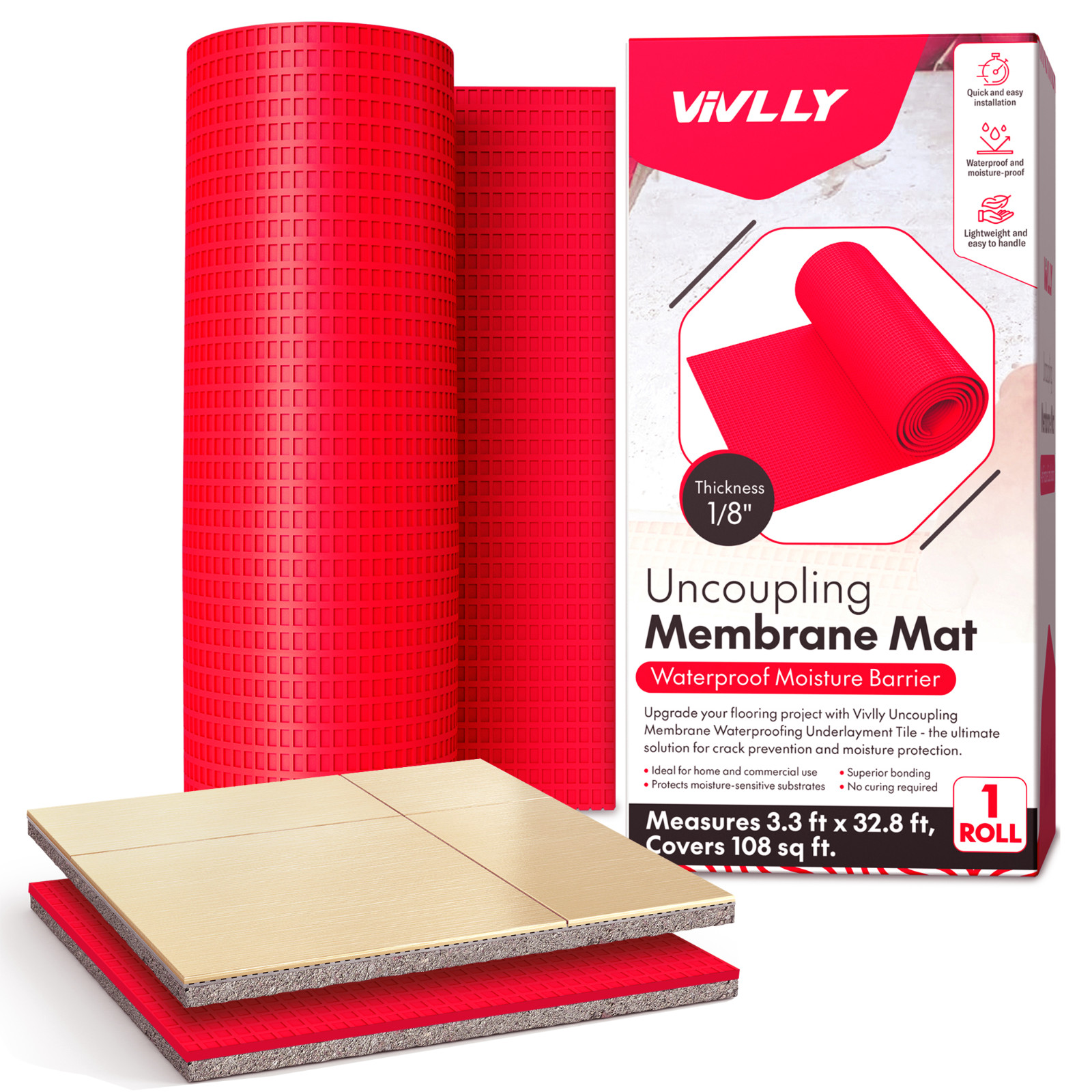 Vivlly1/8” Uncoupling Membrane 108 sq. ft.