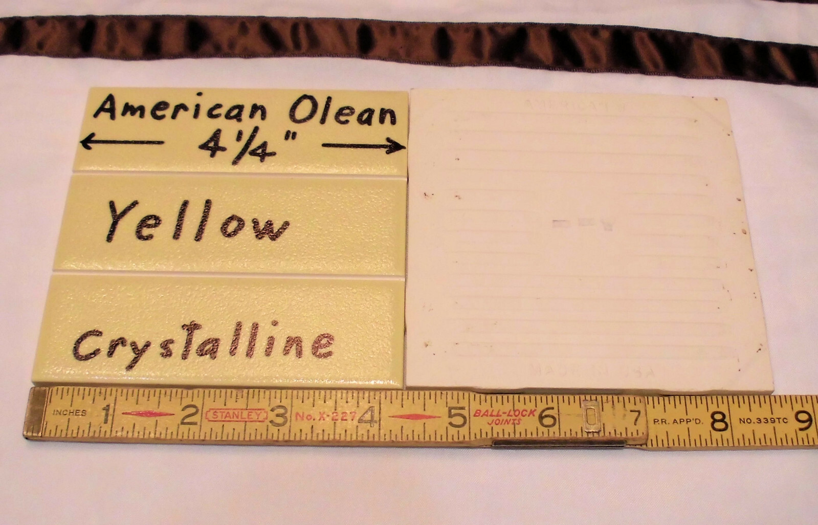 2 Ceramic Tiles *Yellow* Scored 3rd; Crystalline by American Olean 4-1/4″ NOS