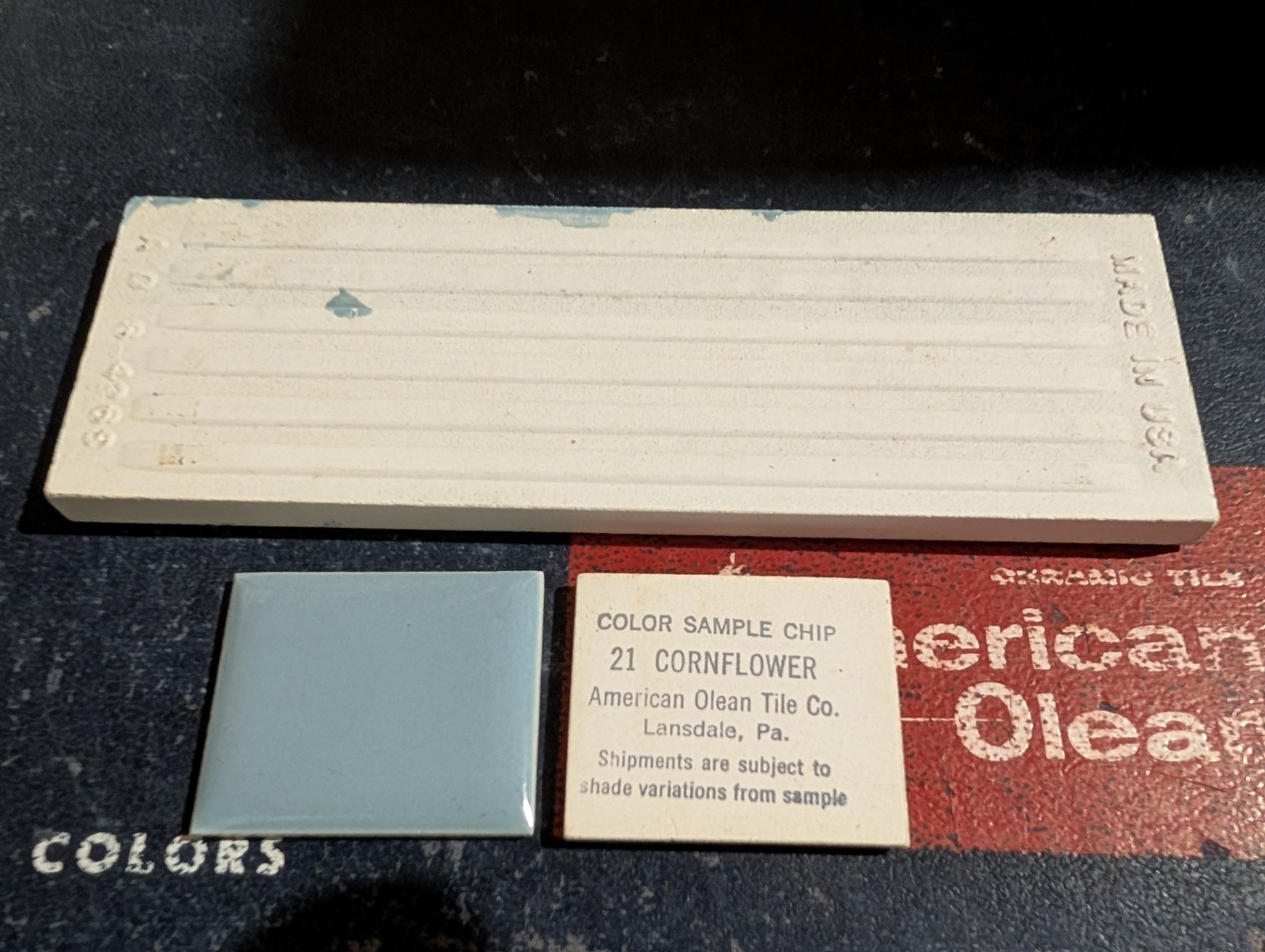 2 pcs American Olean Ceramic Wall Tile 2×6″ Bullnose Cornflower Bue NEW Color 21