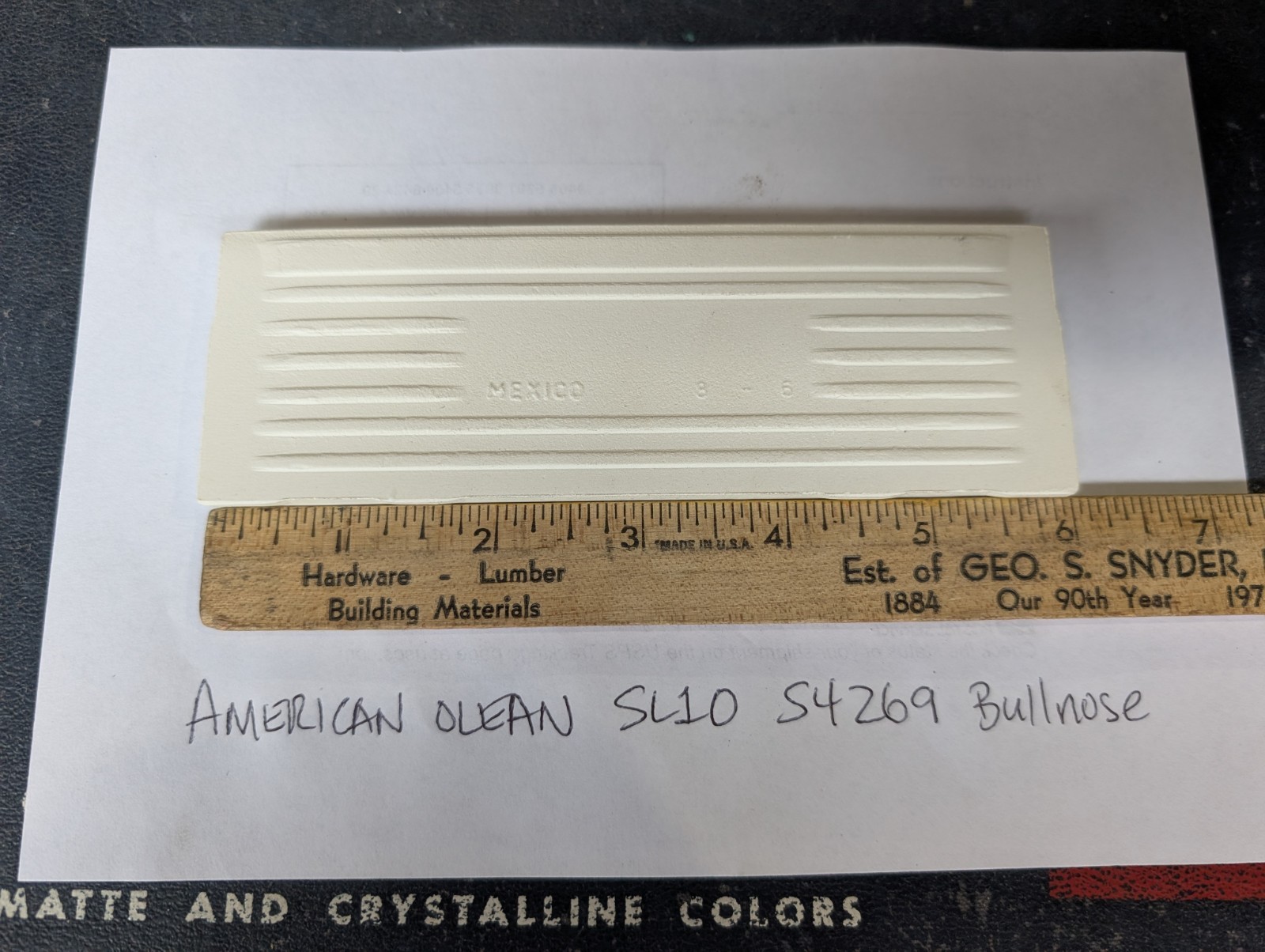 4 pcs American Olean Vintage SL10 Gloss AO White S4269 Bullnose Tile 2″ X 6″