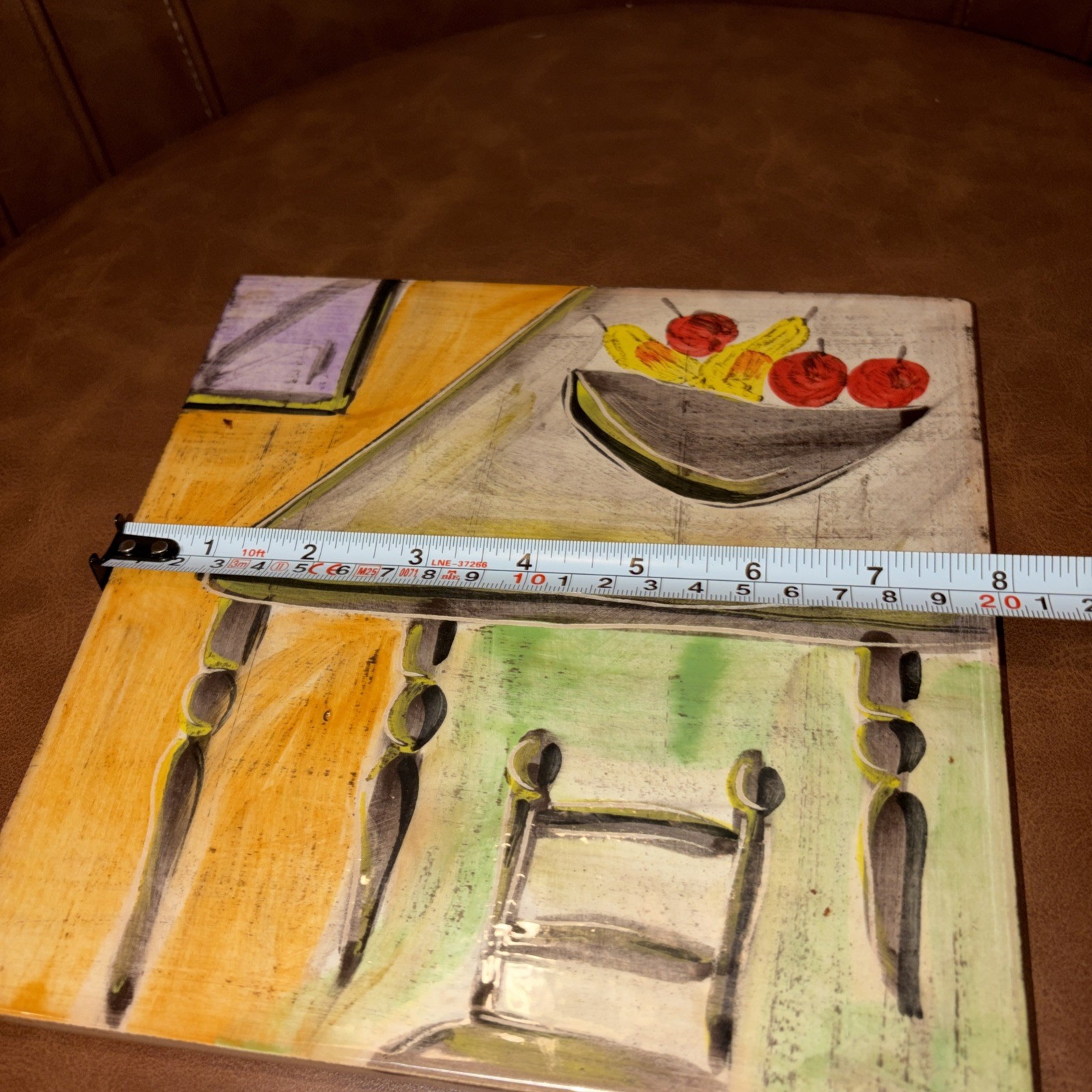 Vintage ITALIAN CERAMIC ART TILE trivet home fruit artist Signed Italy
