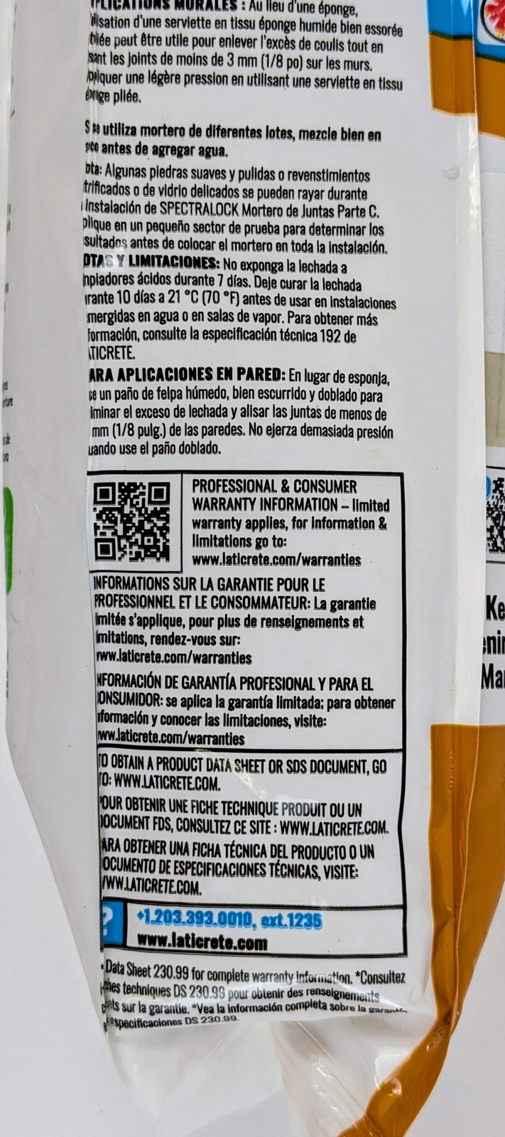 Laticrete Spectralock Grout Part C Powder 94 Walnut Color Full Unit 2 lbs