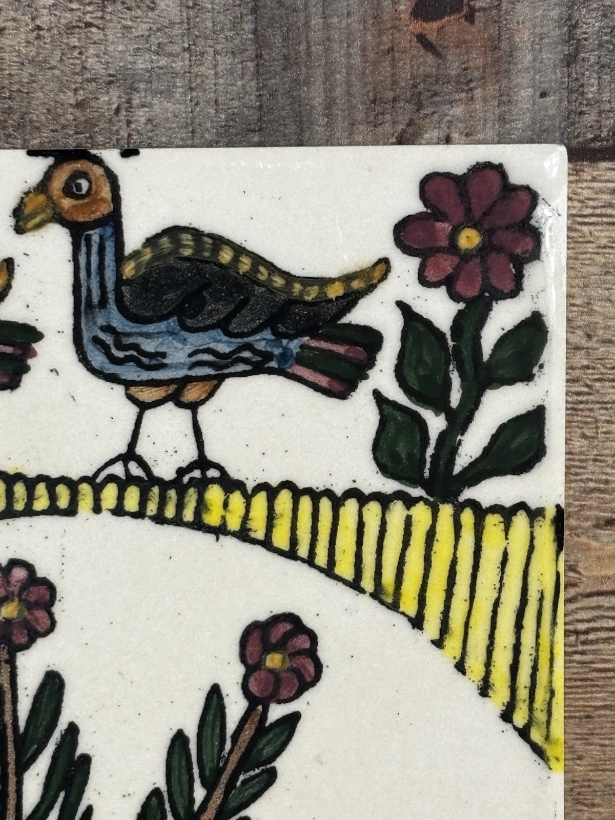 Vintage 6” Italian Tile Art Ceramic Birds Flowers Arpa Italy Trivet Decor