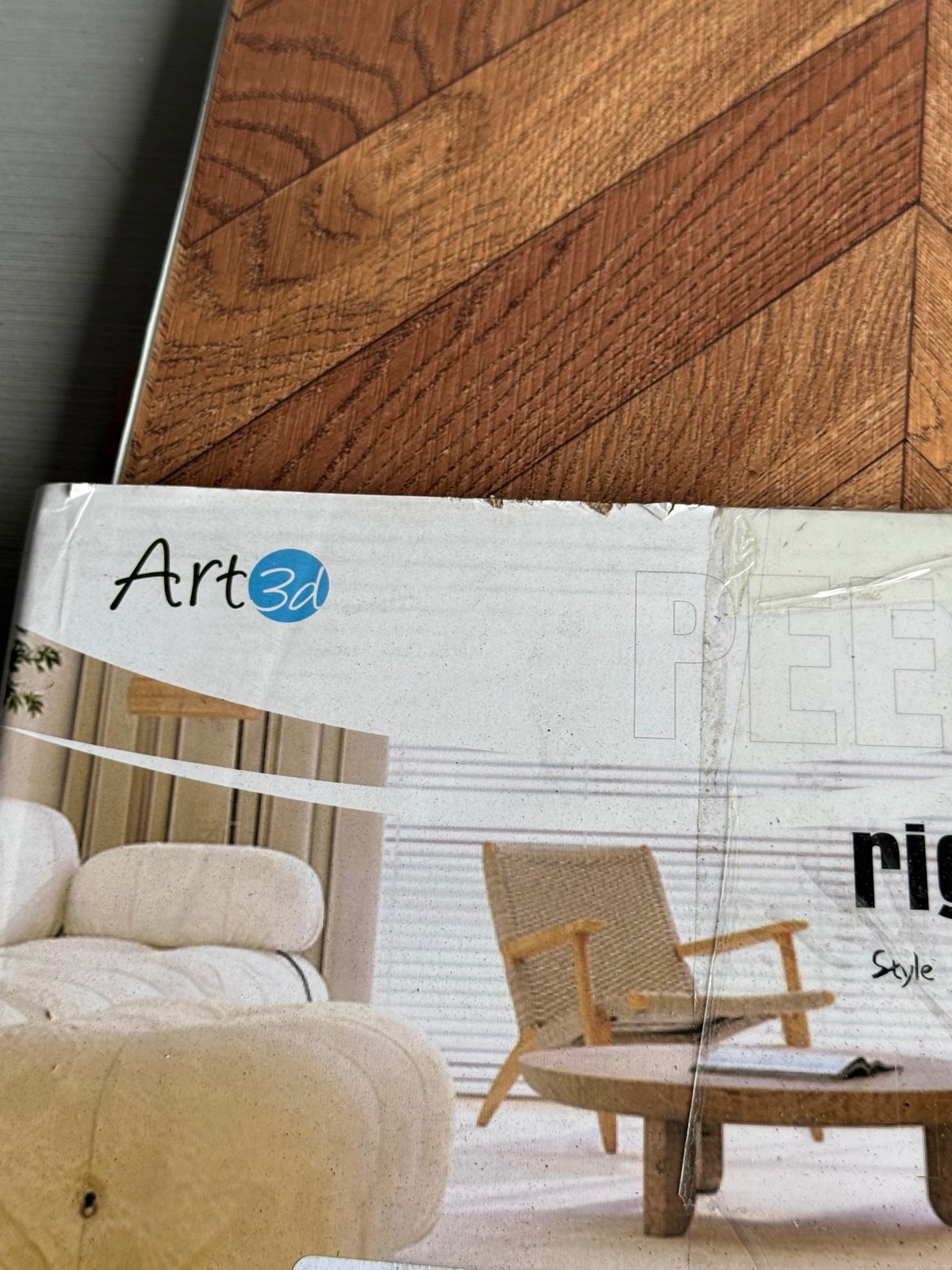 Art3d Peel and Stick Rigid Vinyl Floor Tile Chevron Wood Look-10PK