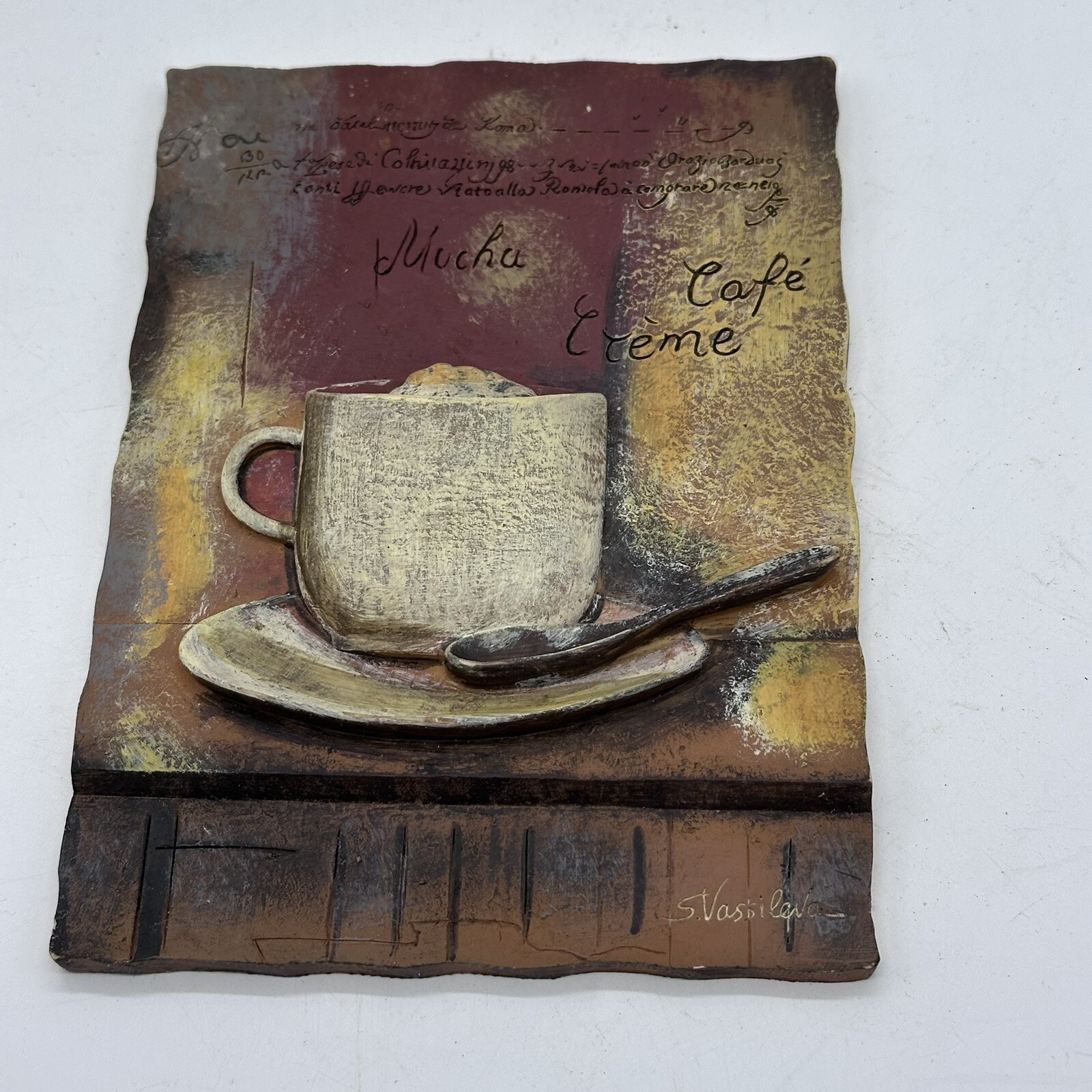 S Vassileva 3D Resin Wall Tiles Coffee Chocolati Espresso Italiana Set Of Four