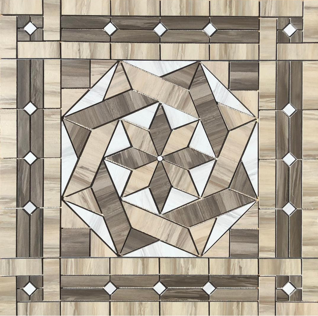 36″ x 36″ Tile Medallion Deco Mosaic Accent – Happy Floors Paint Stone series