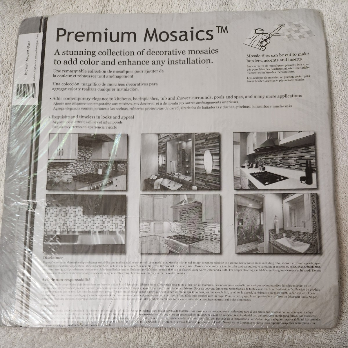 Premium Mosaics Brown Iridescent Glass 12 x 12 -3/4″ squares