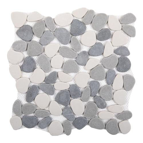 Grey Pebble Mosaic Tile for Shower Floor & Kitchen Backsplash – 5 Sheets
